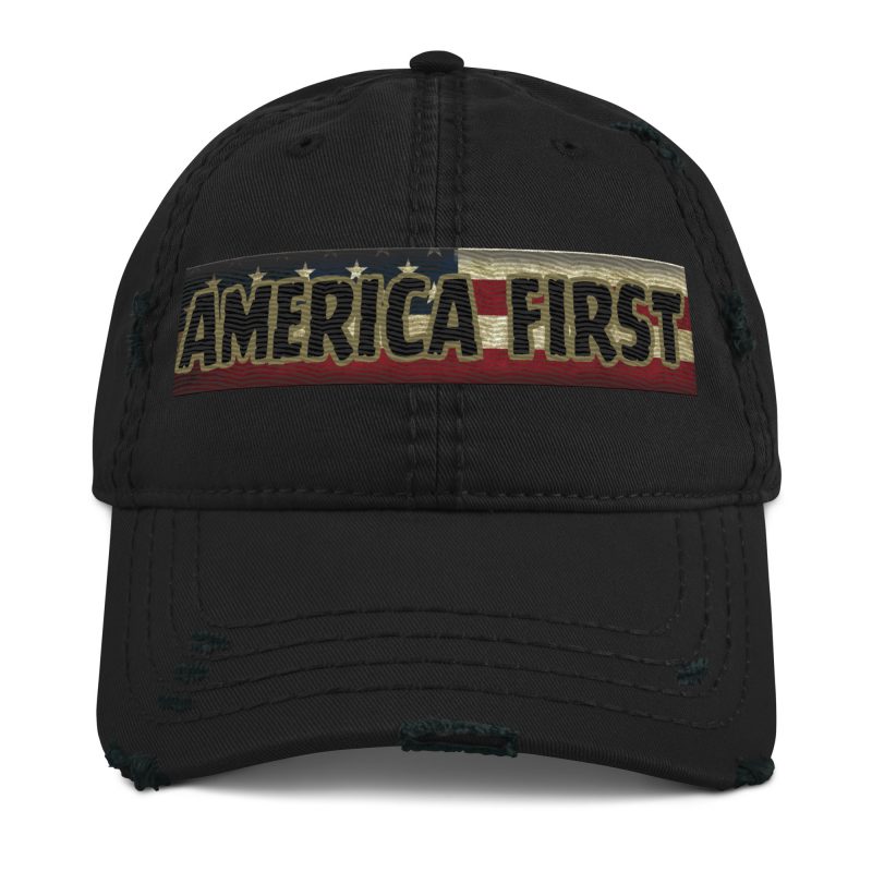 AMERICA FIRST FLAG Strip/Blu Distressed Dad Hat