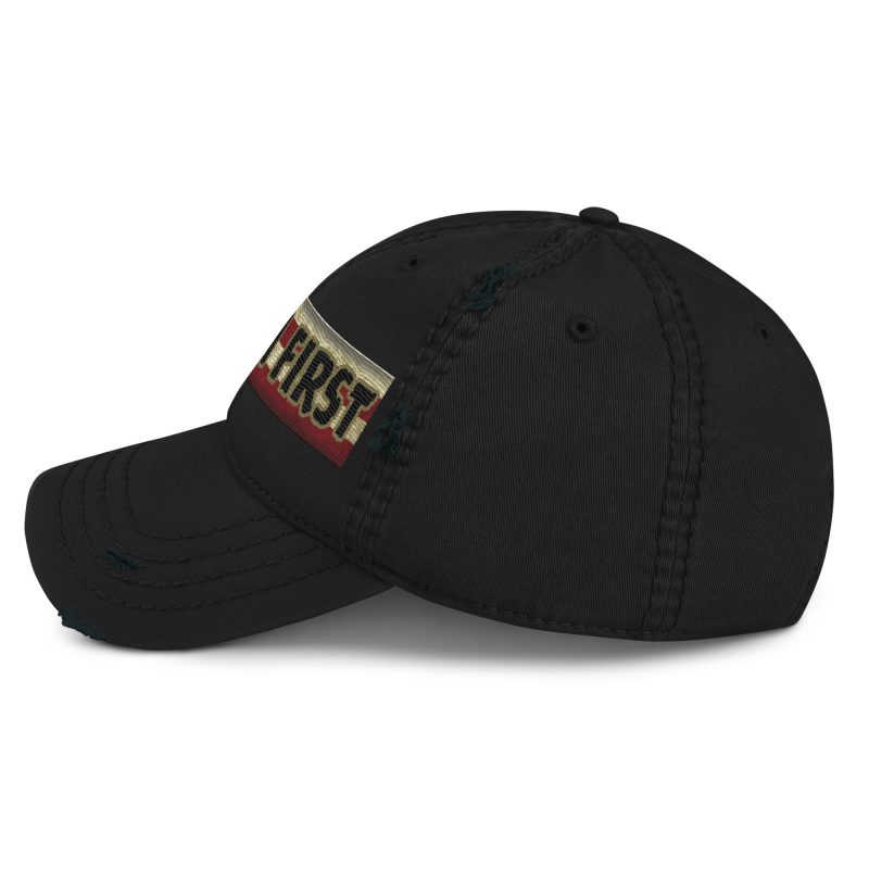 AMERICA FIRST FLAG Strip/Blu Distressed Dad Hat