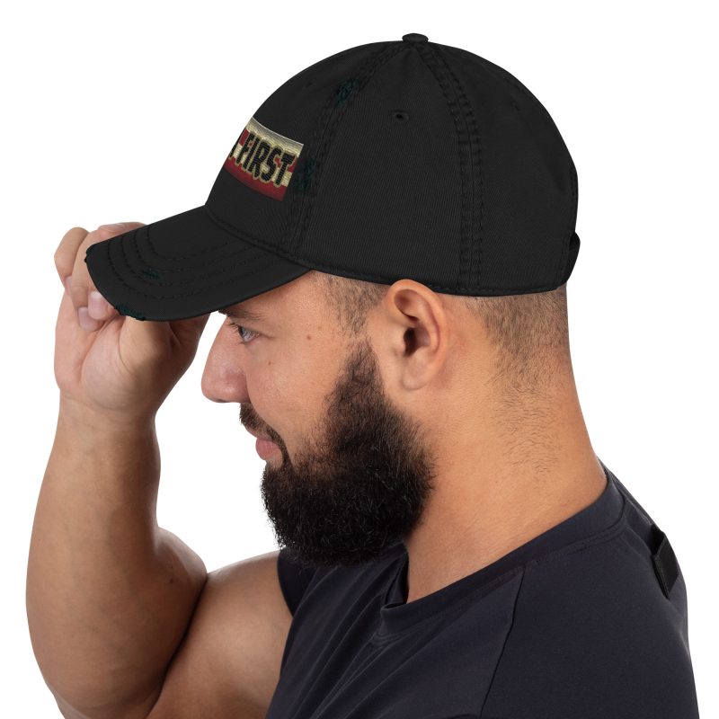 AMERICA FIRST FLAG Strip/Red Distressed Dad Hat