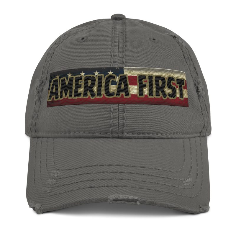 AMERICA FIRST FLAG Strip/Blu Distressed Dad Hat