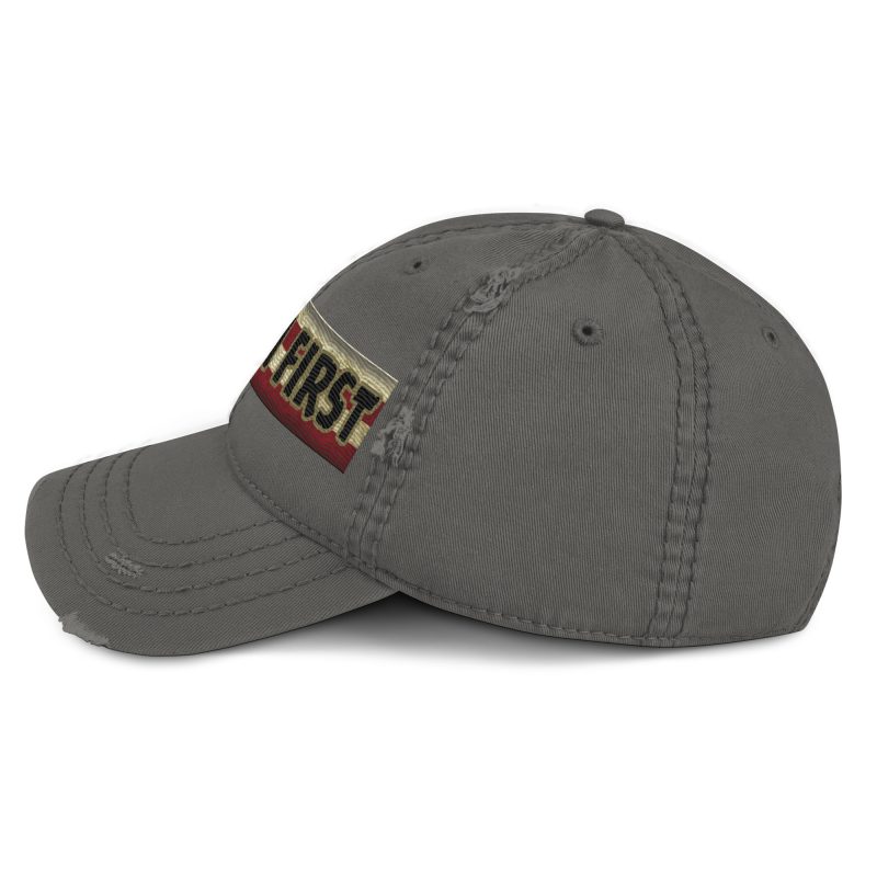 AMERICA FIRST FLAG Strip/Blu Distressed Dad Hat