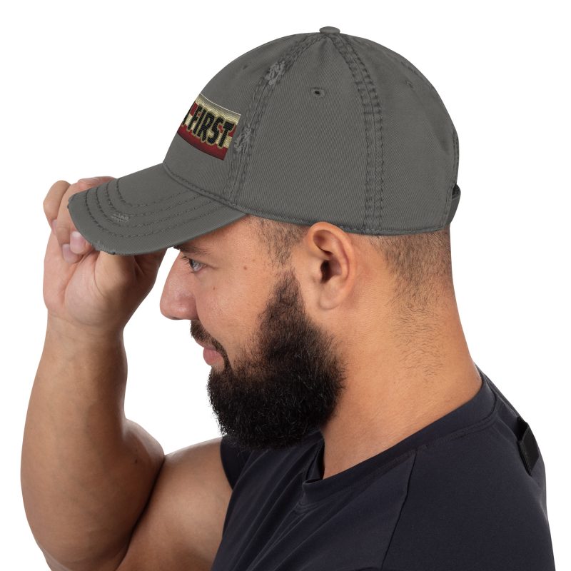 AMERICA FIRST FLAG Strip/Red Distressed Dad Hat