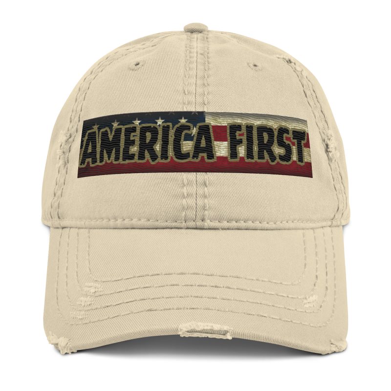 AMERICA FIRST FLAG Strip/Blu Distressed Dad Hat