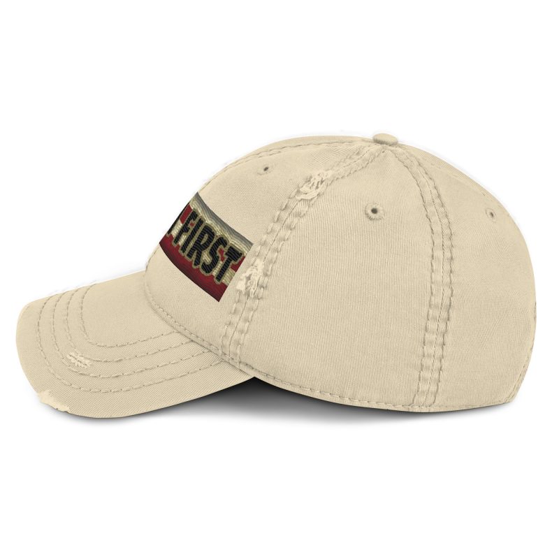 AMERICA FIRST FLAG Strip/Blu Distressed Dad Hat