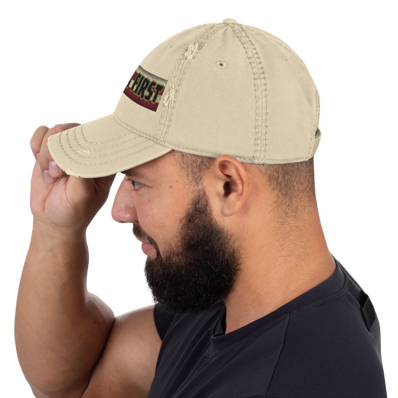 AMERICA FIRST FLAG Strip/Red Distressed Dad Hat