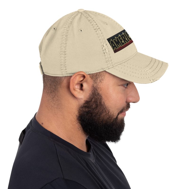 AMERICA FIRST FLAG Strip/Red Distressed Dad Hat
