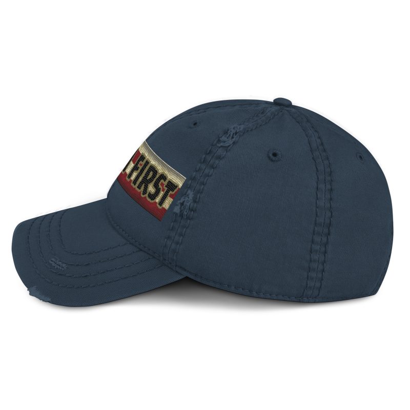 AMERICA FIRST FLAG Strip/Blu Distressed Dad Hat