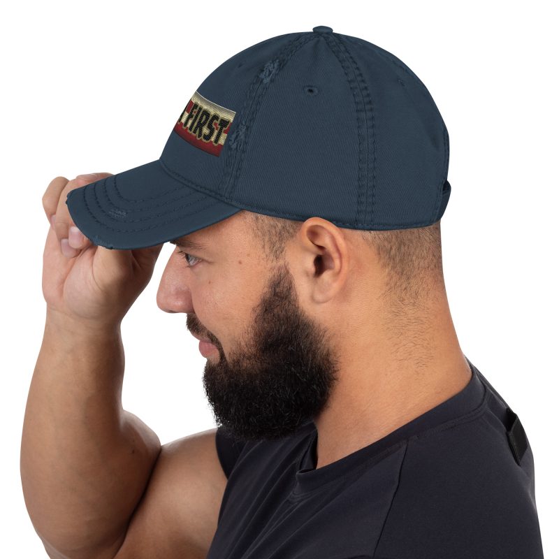 AMERICA FIRST FLAG Strip/Red Distressed Dad Hat