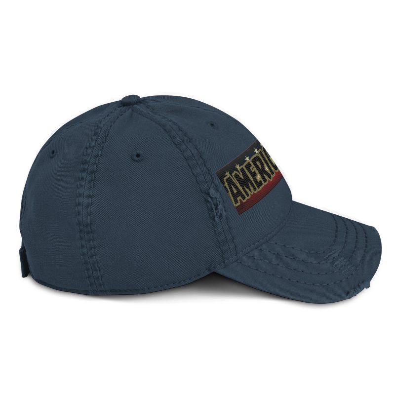 AMERICA FIRST FLAG Strip/Blu Distressed Dad Hat