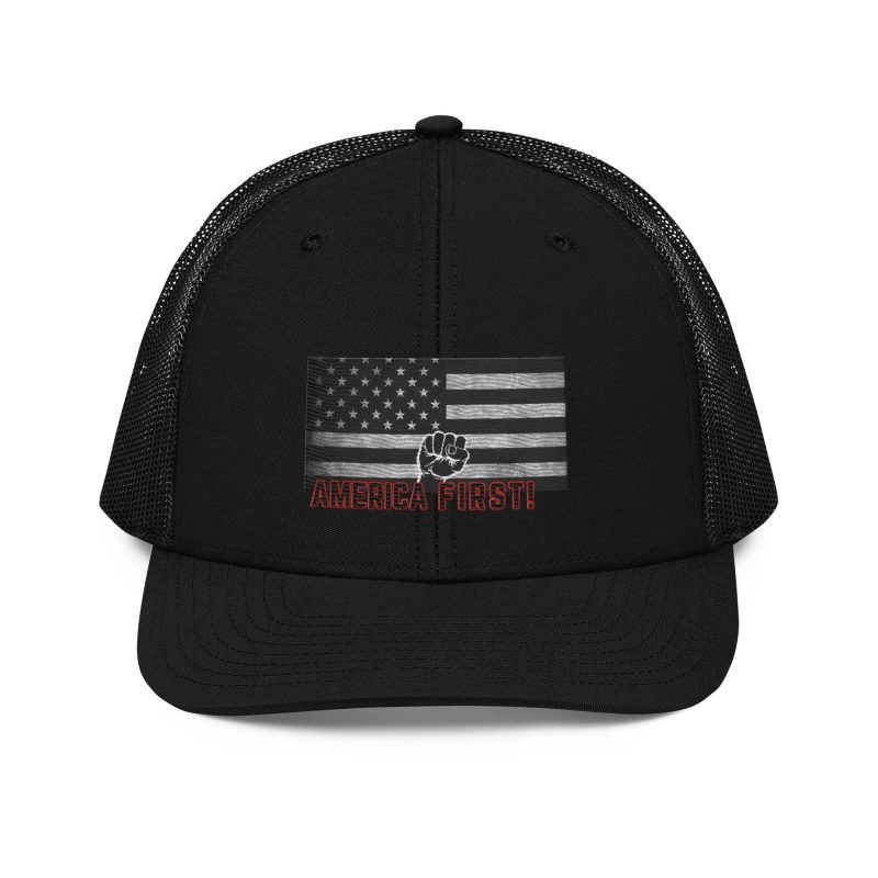 AMERICA FIRST FIST FLAG Snapback Trucker Cap