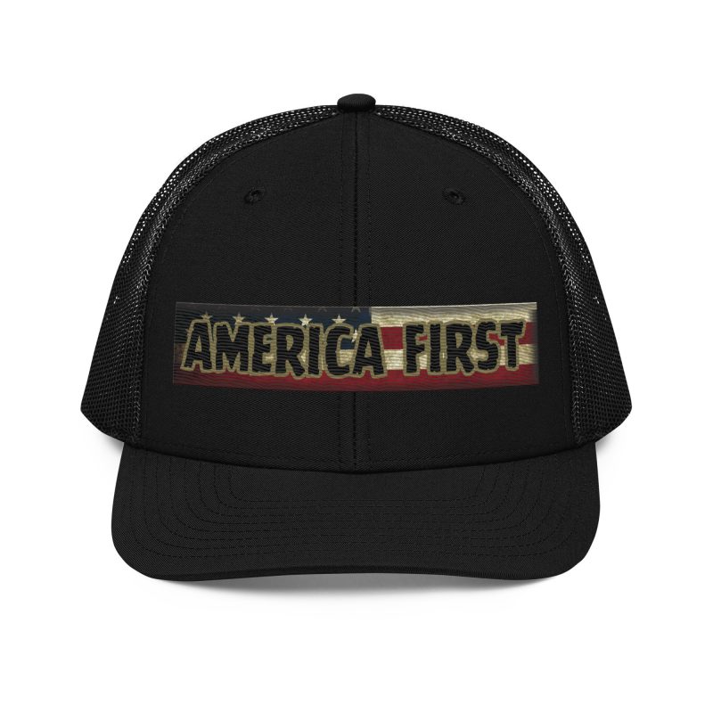 AMERICA FIRST FLAG Strip/Red Snapback Trucker Cap