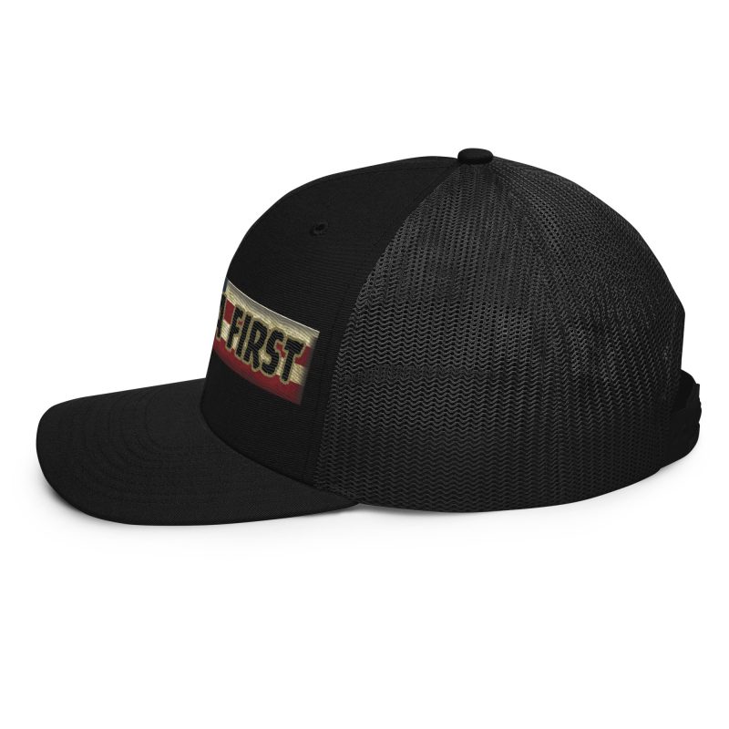 AMERICA FIRST FLAG Strip/Red Snapback Trucker Cap