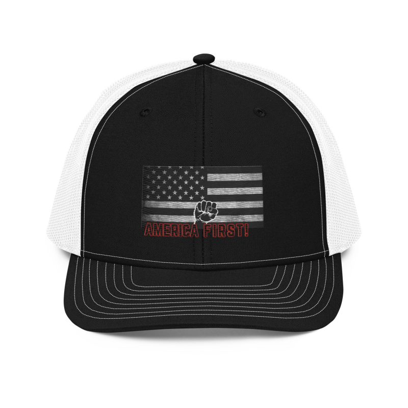 AMERICA FIRST FIST FLAG Snapback Trucker Cap
