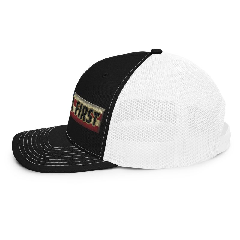 AMERICA FIRST FLAG Strip/Red Snapback Trucker Cap