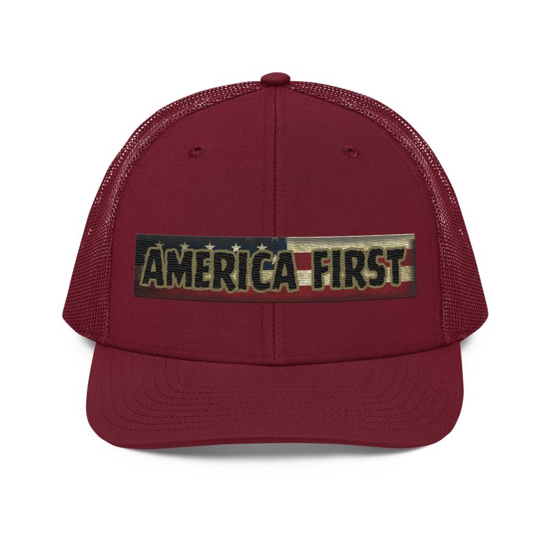 AMERICA FIRST FLAG Strip/Red Snapback Trucker Cap