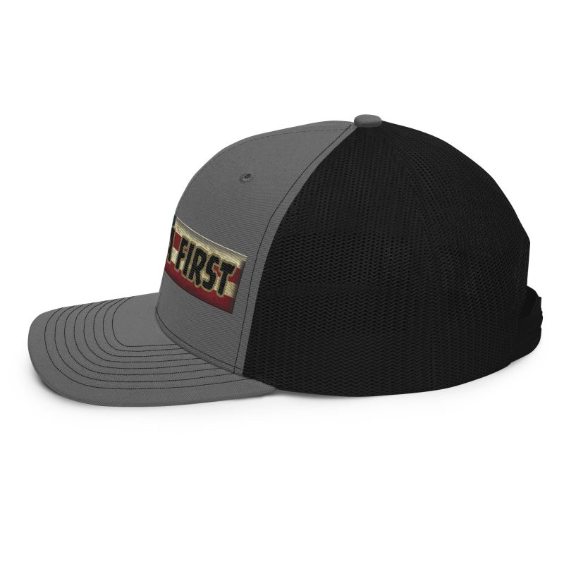 AMERICA FIRST FLAG Strip/Red Snapback Trucker Cap
