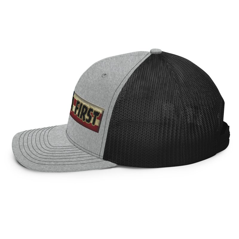 AMERICA FIRST FLAG Strip/Red Snapback Trucker Cap