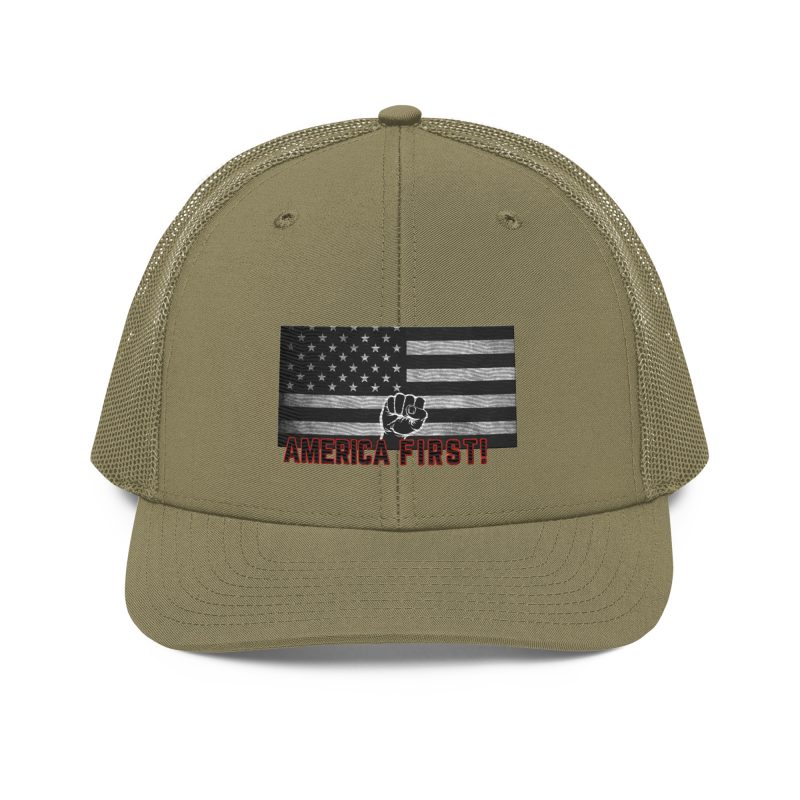 AMERICA FIRST FIST FLAG Snapback Trucker Cap