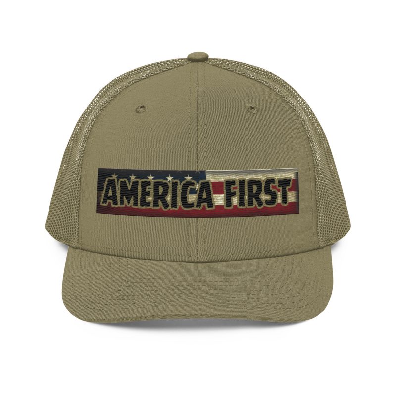 AMERICA FIRST FLAG Strip/Red Snapback Trucker Cap