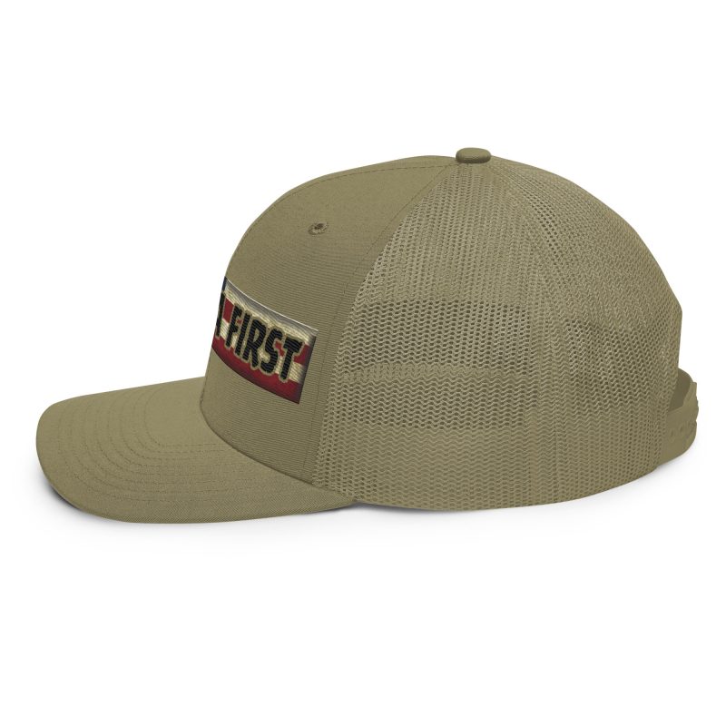 AMERICA FIRST FLAG Strip/Red Snapback Trucker Cap