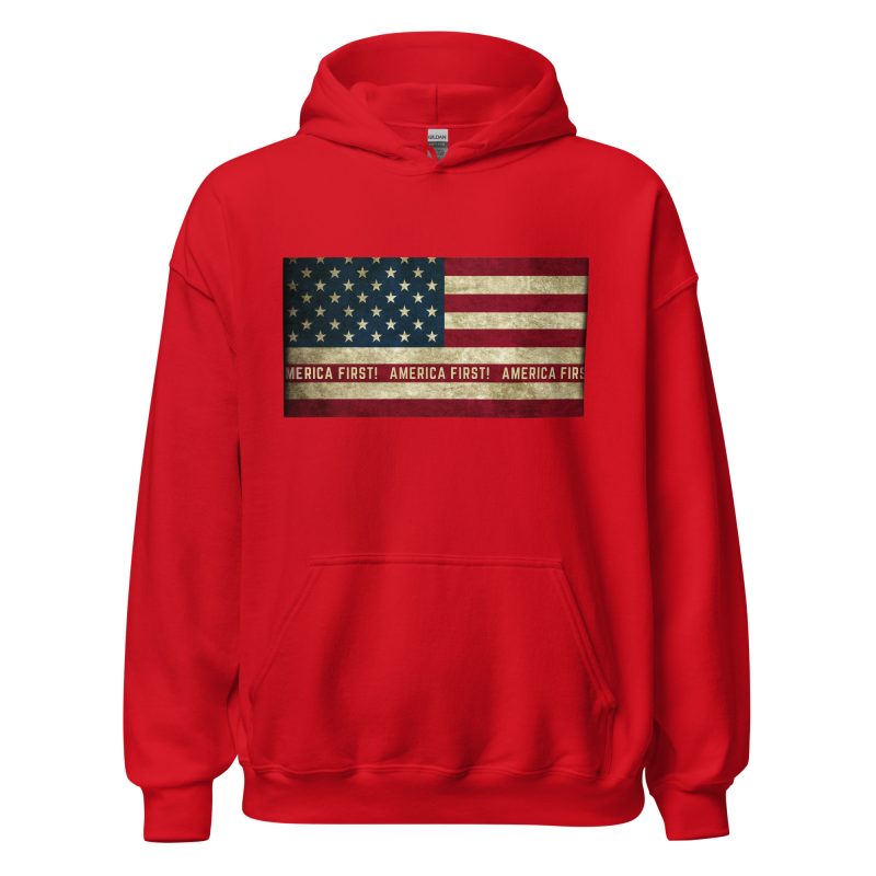 AMERICA FIRST Flag/Red Hoodie