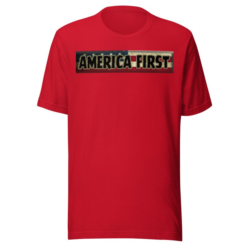 AMERICA FIRST Strip Flag/RED T-Shirt