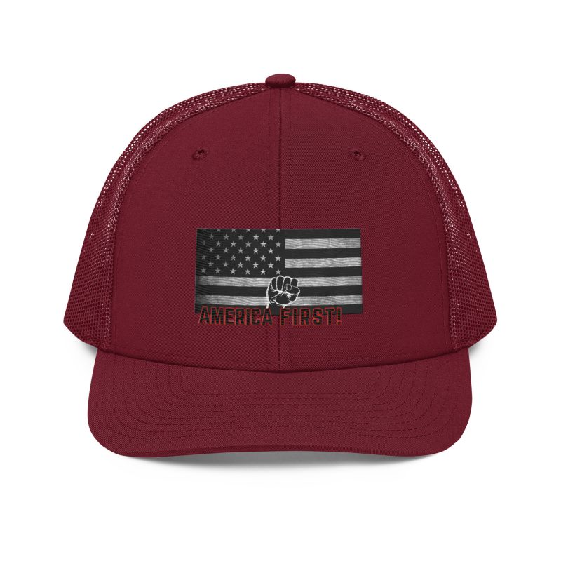 AMERICA FIRST FIST FLAG Snapback Trucker Cap