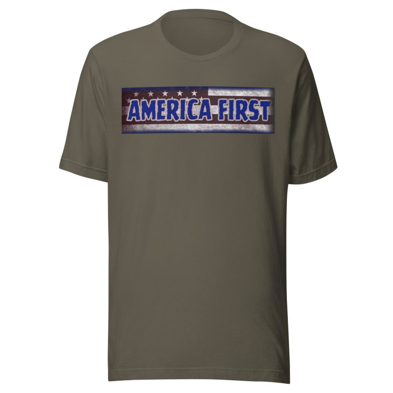 AMERICA FIRST Strip Flag/BLU T-Shirt