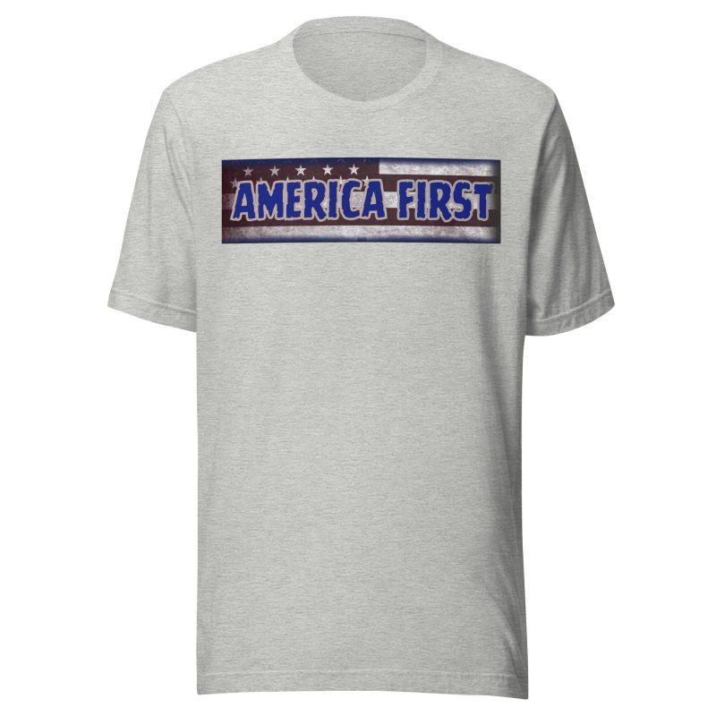 AMERICA FIRST Strip Flag/BLU T-Shirt