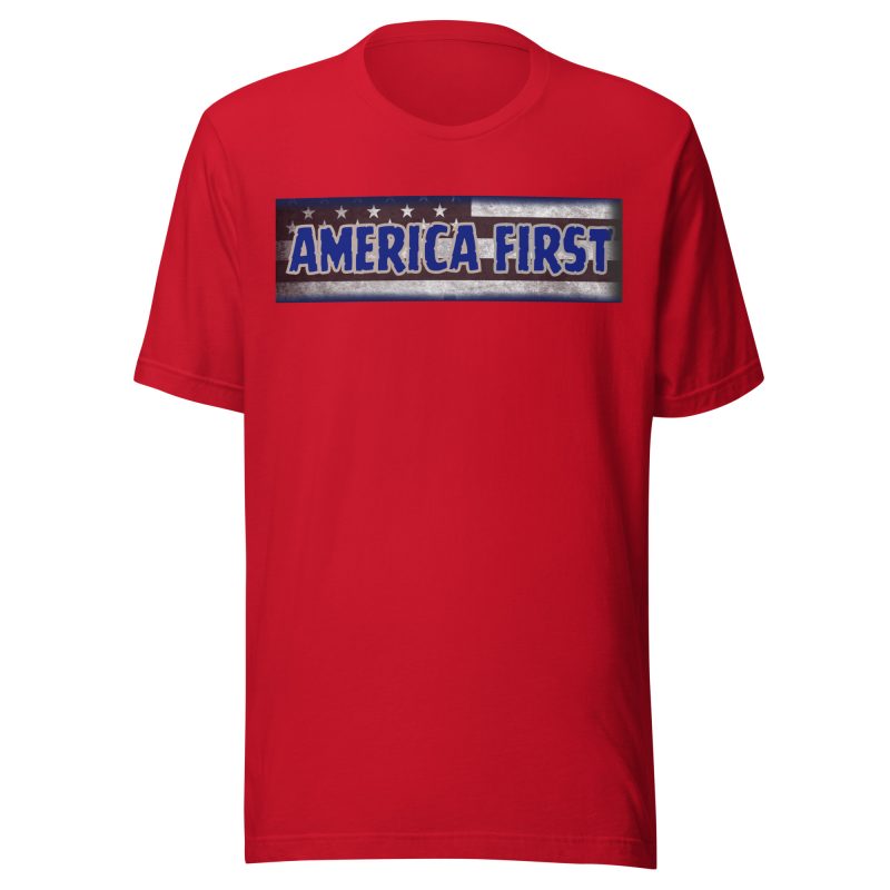 AMERICA FIRST Strip Flag/BLU T-Shirt