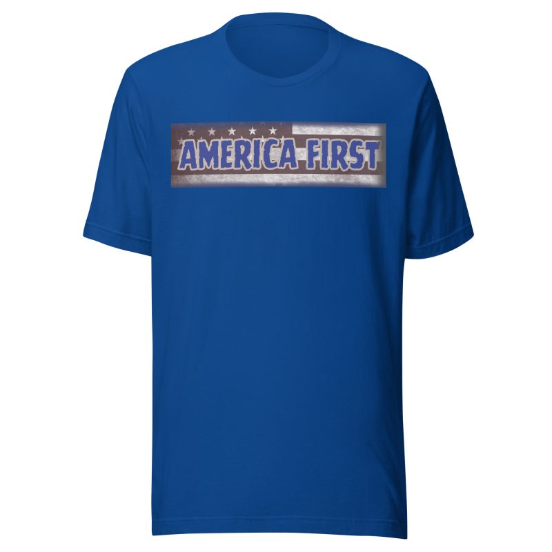 AMERICA FIRST Strip Flag/BLU T-Shirt